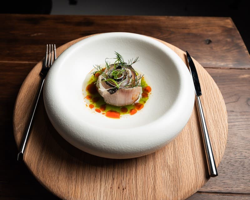 Fine dining plating on premium tableware
